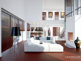 Modernes Architektenhaus, das Freude macht. , LK&Projekt GmbH LK&Projekt GmbH モダンデザインの リビング