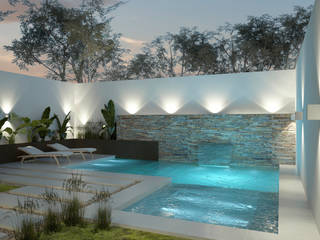 Diseño de patios pequeños con piscina FILIPPIS/DIP - DISEÑO Y CONSTRUCCION Albercas modernas Concreto