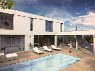 Maison d'architecte neuve avec terrain et piscine près de Lyon, Groupe SOBÖ Groupe SOBÖ Modern Havuz
