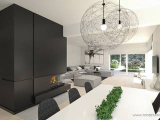 DOM – OLKUSZ, SŁONECZNA – WIZUALIZACJA, MIRAI STUDIO MIRAI STUDIO Living room پتھر