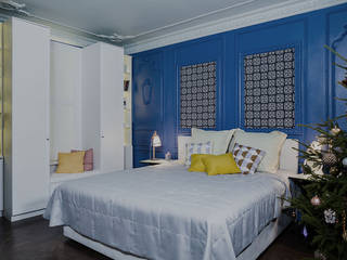 "Спальня в синих тонах". Программа "Фазенда" на Первом Канале, Студия Интерьерных Решений Десапт Студия Интерьерных Решений Десапт Bedroom