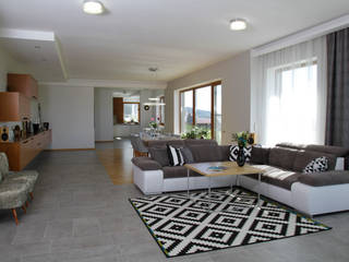 Modernistyczny dom w górach, in2home in2home Modern Living Room Tiles Grey