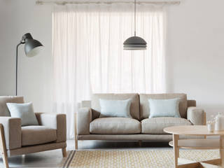 시스디자인 밀로 패브릭 3인 소파, sysdesign sysdesign Salas de estar modernas Têxtil Ambar/dourado