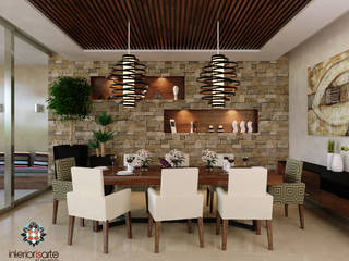 Residencia MR , Interiorisarte Interiorisarte Salas de jantar modernas Pedra Acabamento em madeira