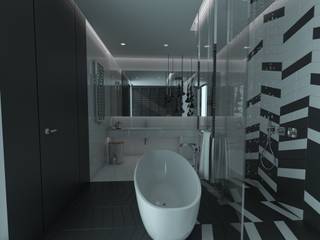 Czarno-biała łazienka, emc|partners emc|partners Baños de estilo moderno Azulejos