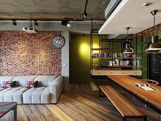 [HOME] Yu Chu Interior Design, KD Panels KD Panels Industrialny salon Drewno O efekcie drewna