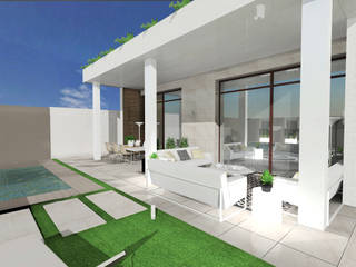 Proyecto interiorismo y exterior Vivienda unifamiliar, CARMAN INTERIORISMO CARMAN INTERIORISMO Varandas, alpendres e terraços mediterrâneo