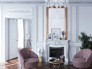 Parisian contemporary style living room, Olga Pochueva Olga Pochueva Classic style living room Wood Wood effect