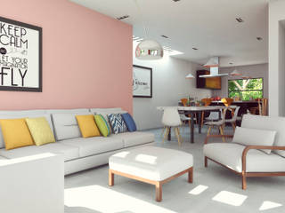 Casa Centenario, Laboratorio Mexicano de Arquitectura Laboratorio Mexicano de Arquitectura Living room Concrete Pink
