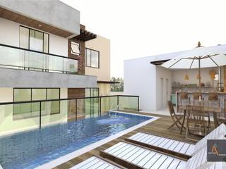 Residencia MJ, Ao Cubo Arquitetura e Interiores Ao Cubo Arquitetura e Interiores 모던스타일 주택 콘크리트