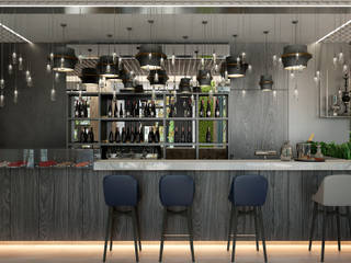 Interior design of the restaurant Park Avenue, YOUSUPOVA YOUSUPOVA Industrial style walls & floors