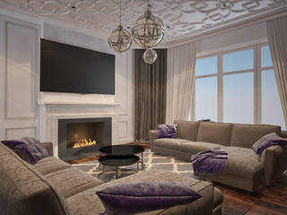 Interior in classical minimalism, YOUSUPOVA YOUSUPOVA Living room