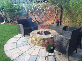 1.2m rustic sandstone firepit , Lithic Fire Lithic Fire Rustic style gardens Sandstone rustic stone,outdoor furniture,relaxing,entertaining