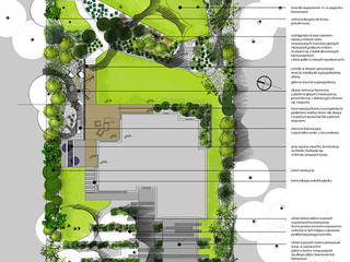 Projekt ogrodu | Wierzchowisko k.Częstochowy, 360° ZIELENI Pracownia Architektury Krajobrazu 360° ZIELENI Pracownia Architektury Krajobrazu