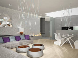 Apartment pow. 114 m2, Kepa Redłowska, Gdynia, 3miasto design 3miasto design غرفة المعيشة