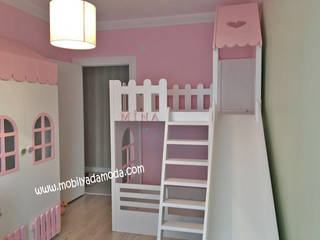 Özel Tasarım Çocuk Odası, Ev Kaydıraklı Ranza, Mina'nın Odası, MOBİLYADA MODA MOBİLYADA MODA Modern nursery/kids room Wood Wood effect