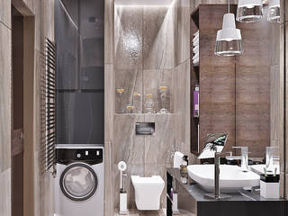 Прихожая и ванная цвета гранита, Студия дизайна ROMANIUK DESIGN Студия дизайна ROMANIUK DESIGN Casas de banho ecléticas