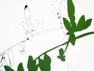 Artwork – botanical print series 1, Green & Black, chocolate creative chocolate creative Other spaces Paper Black