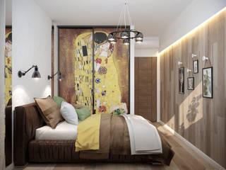 Дизайн спальни в ЖК "Спортивная деревня", Студия интерьерного дизайна happy.design Студия интерьерного дизайна happy.design Modern style bedroom
