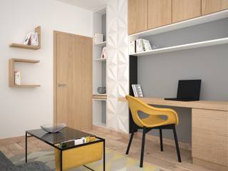 Projekt pokoju biurowego, OES architekci OES architekci Ruang Studi/Kantor Modern Grey