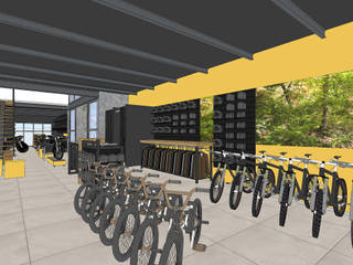 Projeto Comercial - Planeta Bike, Fred Brito Arquitetura Fred Brito Arquitetura Powierzchnie handlowe