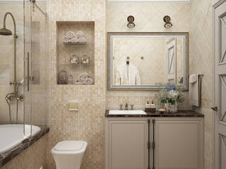 Ванная комната "Romano Al Verso", Студия дизайна Дарьи Одарюк Студия дизайна Дарьи Одарюк Kamar Mandi Gaya Mediteran