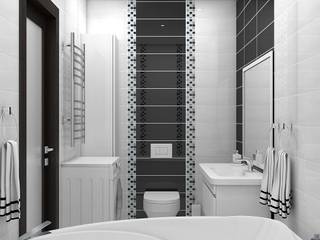 Дизайн квартиры 38 м.кв, Дизайн студия Жанны Ращупкиной Дизайн студия Жанны Ращупкиной Minimalist bathroom Tiles White