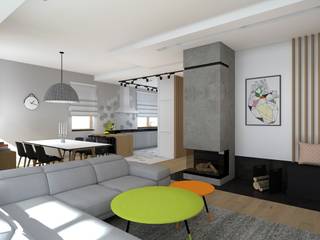 Aranżacja wnętrz domu, Free Form Pracownia Architektoniczna Free Form Pracownia Architektoniczna Soggiorno moderno Cemento