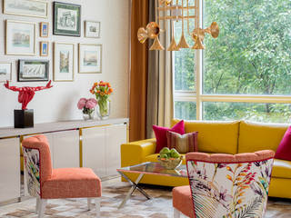 Happy Chic Living Apartment, Design Intervention Design Intervention Salon moderne Multicolore
