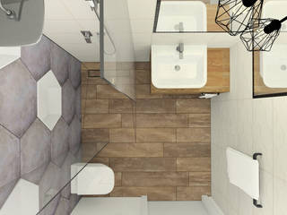 Mała łazienka w domu jednorodzinnym, Esteti Design Esteti Design Minimalistische Badezimmer Fliesen Braun