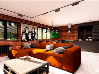 Дизайн проект дома в стиле лофт, GM-interior GM-interior Industriale Wohnzimmer