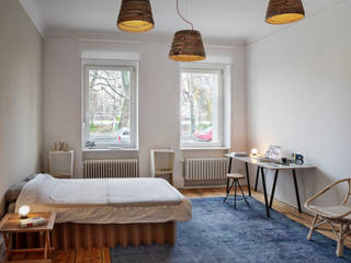 Wohnung Dror, Birgit Glatzel Architektin Birgit Glatzel Architektin Phòng học/văn phòng phong cách công nghiệp Gỗ Blue