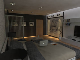 RENDER DE RECAMARA., hole hole Minimalist bedroom