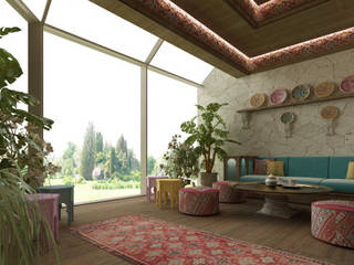 Exploring Luxurious Homes : Exterior Majlis Room Design, IONS DESIGN IONS DESIGN 에클레틱 정원 우드 멀티 컬러