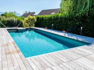 Construction d'une piscine enterrée et terrasse bois, Envid'O Envid'O Piscine méditerranéenne