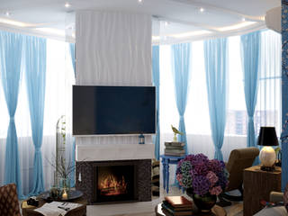 Дизайн гостиной в Геленджике, Студия интерьерного дизайна happy.design Студия интерьерного дизайна happy.design Mediterranean style living room