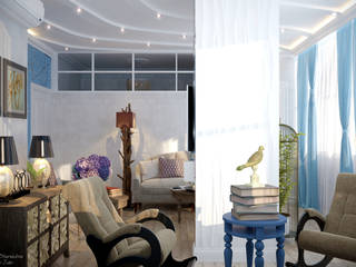Дизайн гостиной в Геленджике, Студия интерьерного дизайна happy.design Студия интерьерного дизайна happy.design Mediterranean style living room