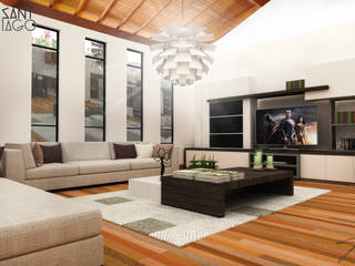 Proyecto MH, SANT1AGO arquitectura y diseño SANT1AGO arquitectura y diseño Minimalist living room Bricks White