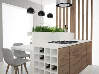Projekt kuchni z zielonym akcentem, OES architekci OES architekci Cozinhas modernas Compósito de madeira e plástico Branco