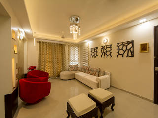 Home at Vishrantwadi, Navmiti Designs Navmiti Designs モダンデザインの リビング