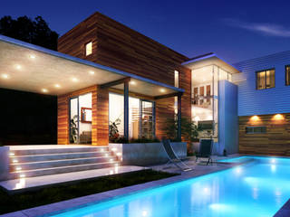 Renders Exteriores Tarde y Noche, Renders + Arquitectura Renders + Arquitectura