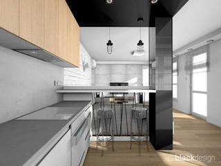 Kuchnia kubik, black design black design Industrial style kitchen MDF