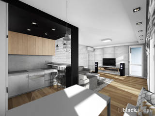 Kuchnia kubik, black design black design Industrial style kitchen Concrete