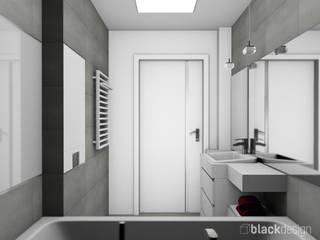 Łazienka szaro biała, black design black design Minimalist bathroom Glass