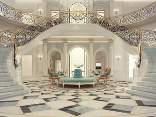Exploring Luxurious Homes : Grand Lobby Interior Design, IONS DESIGN IONS DESIGN Klasyczny korytarz, przedpokój i schody Marmur Wielokolorowy