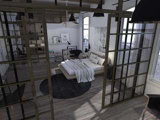 Industrial bedroom, Blophome Blophome インダストリアルスタイルの 寝室