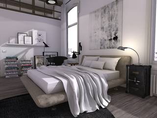 Industrial bedroom, Blophome Blophome Camera da letto in stile industriale