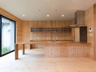 姫路市飾磨区の家, 中村建築研究室 エヌラボ（n-lab） 中村建築研究室 エヌラボ（n-lab） Kitchen Wood Wood effect