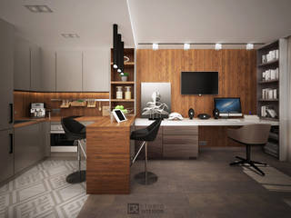 Квартира 25 м2, г.Москва,Коломенская набережная, DesignRush DesignRush Modern Living Room MDF