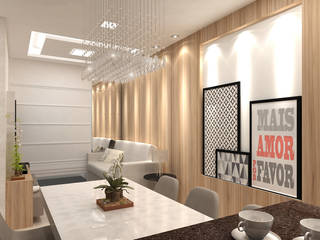 Área social de um apartamento, Estúdio Criativo Arquitetura e Interiores Estúdio Criativo Arquitetura e Interiores Modern living room